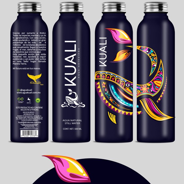 Custom water bottle design for "KUALI"