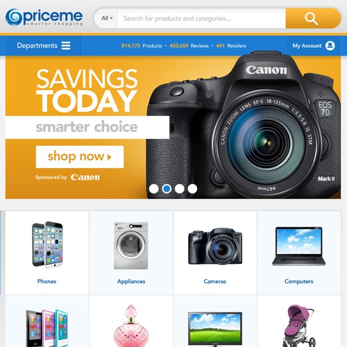 New homepage for popular Price Comparison site Design by Gerardo Betancourt