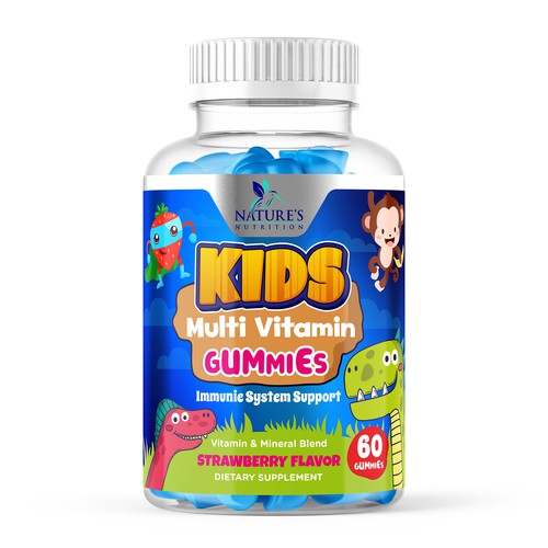 Tasty Kids Multivitamin Gummies Product Label for Nature's Nutrition Design by Designer_John