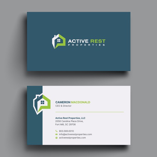 Modern Business Cards for Active Rest Properties Design by Hasanssin