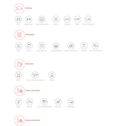 Category icons package for a classified website, concurso Ícone ou botão