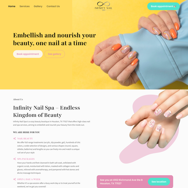 Website Design for Nail and Beauty Salon Colorful and Joyful Concept