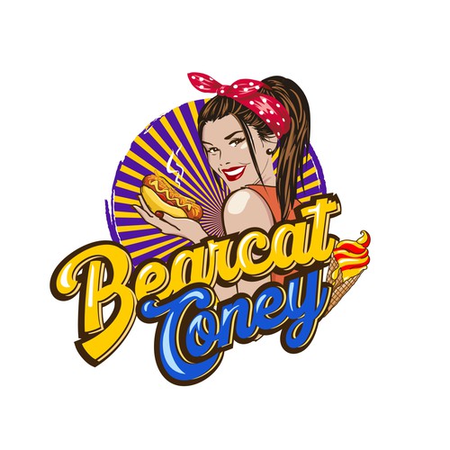 G-Rated Cartoon PinUp Girl girl logo for Retro Coney Hotdog restaurant Design by nindadian