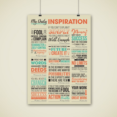 Transform 12 powerful quotes into one inspiring poster (A2/A1) Ontwerp door GemmyVN