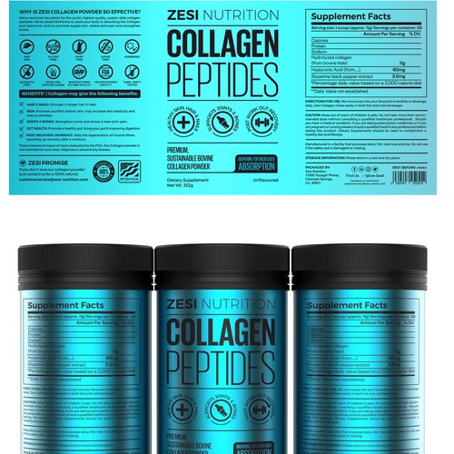 Design an attention grabbing, modern label for our collagen supplement Design by Imee008