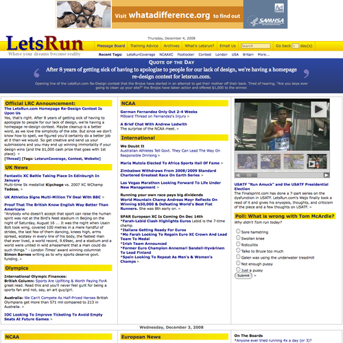 LetsRun.com Homepage Re-Design/Cleanup Diseño de dburnham