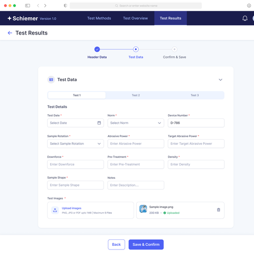 A desktop web UI design for a plastic quality testing software Design by Crimsonte
