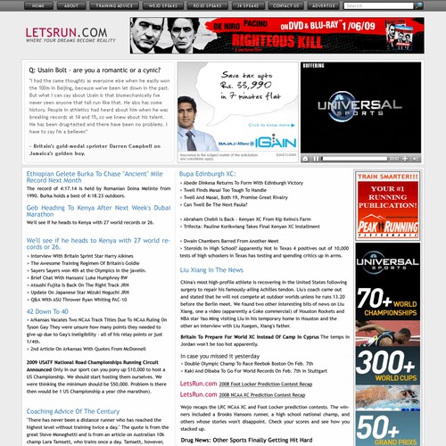 LetsRun.com Homepage Re-Design/Cleanup Diseño de dinahao