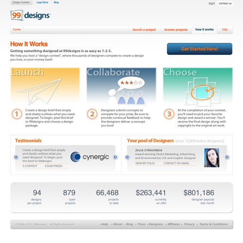 Redesign the “How it works” page for 99designs Diseño de art@work