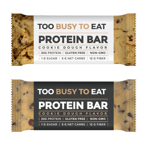 Design a unique protein bar wrapper for Too Busy To Eat Design réalisé par ve_sta