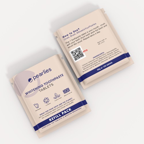 Design an attractive refill pack for a trendy new toothpaste tablet brand Design by interaksi