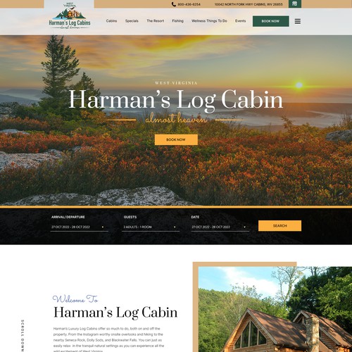 Design a website for luxury log cabin vacation rentals in the mountains Design by monodeepsamanta