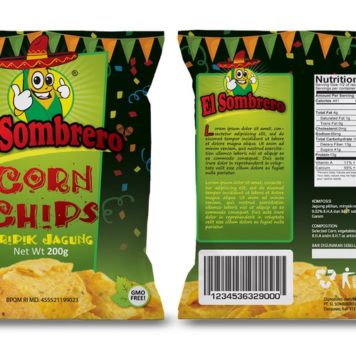 Label for El Sombrero's corn chips Réalisé par Priyo