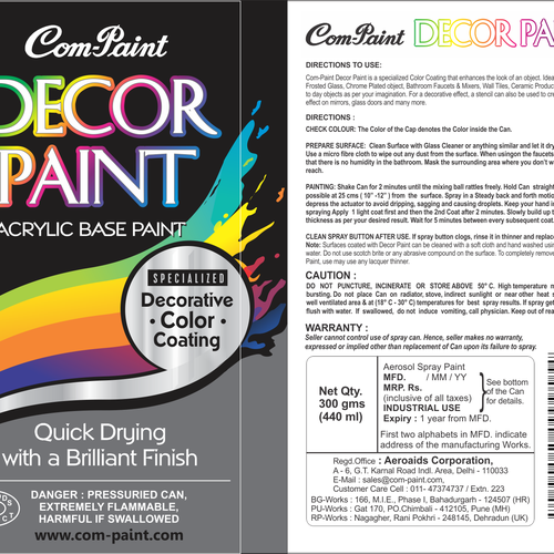 Product Label Design for AEROSOL SPRAY PAINT CAN Design by Exocast33