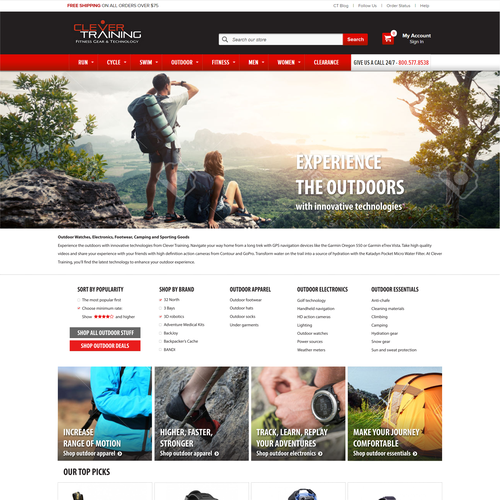 Outdoor Category Landing Page for eCommerce Retailer | Web page design ...