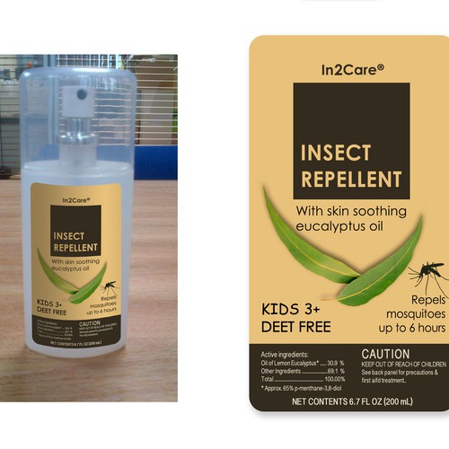 A product label for an insect repellent based on African lemon eucalyptus oil Design by SulieCreative