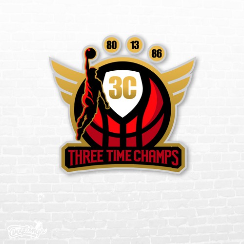 Basketball Logo for Team 'Three-Time Champs' - Your Winning Logo Featured on Major Sports Network Design by Dogwingsllc