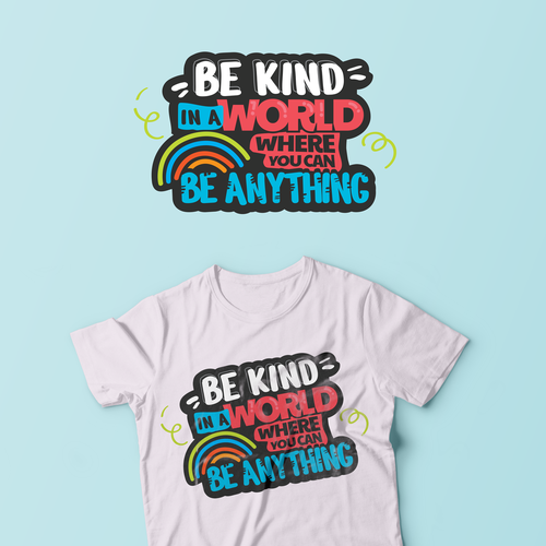 angelicabさんのBE KIND Colorful Kids T-shirt Designデザイン