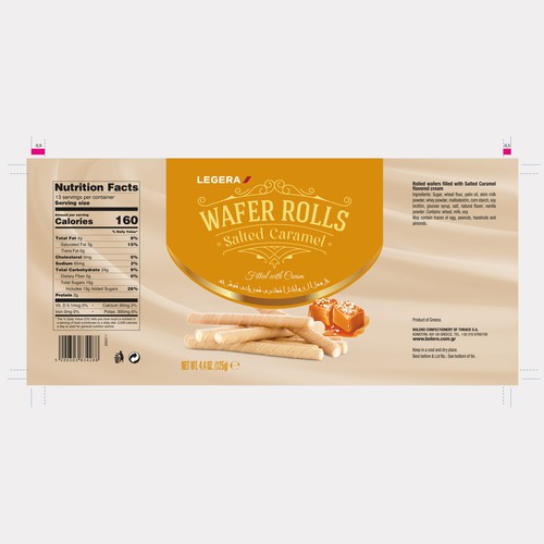 LEGERA Wafer Rolls Pack 125 gm - Salted Caramel Design by Gustavo RV