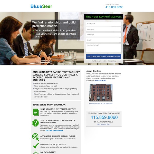 Design by DzinePfect - Saibaba titled "Landing Page for Data Analysis Company"