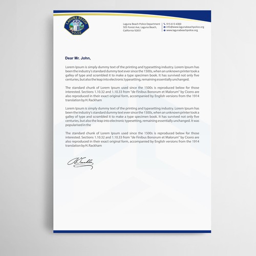 Laguna Beach Police Department Stationary Design by thinkweb art