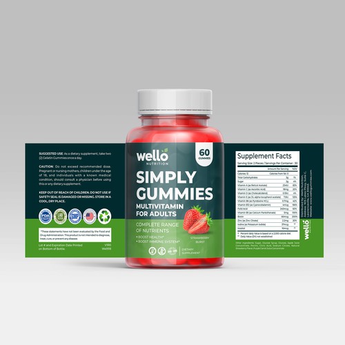 Multi vitamin gummies label design Design by Dzhafir