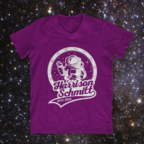 Create an elementary school t-shirt design that includes an astronaut デザイン by zzzArt