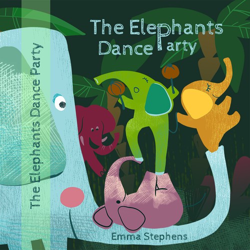 The Elephants Dance Party - Fun, bright and quirky kids book illustration Design by LeonaAnna