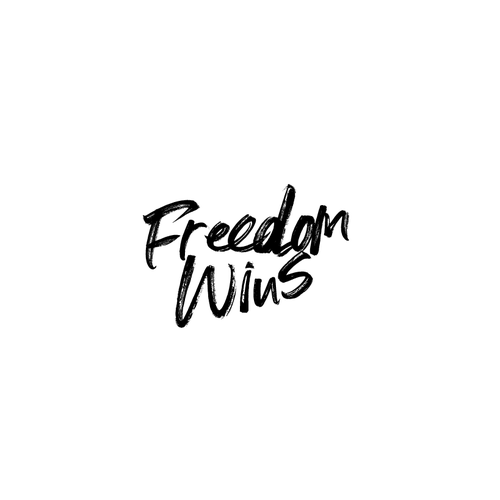 nrdy.さんのFreedom Wins - Information to Improve Your Freedoms - Cursive Font Logoデザイン