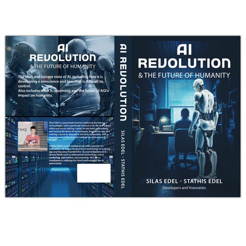 Futuristic AI Book Cover - AI vs Humans/Dark Design by flamenco72