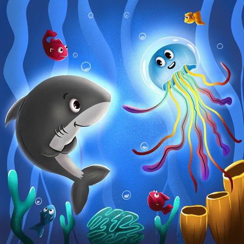 Design One Page Design for Glow Shark Kids Book Design Design by Andriana91Art