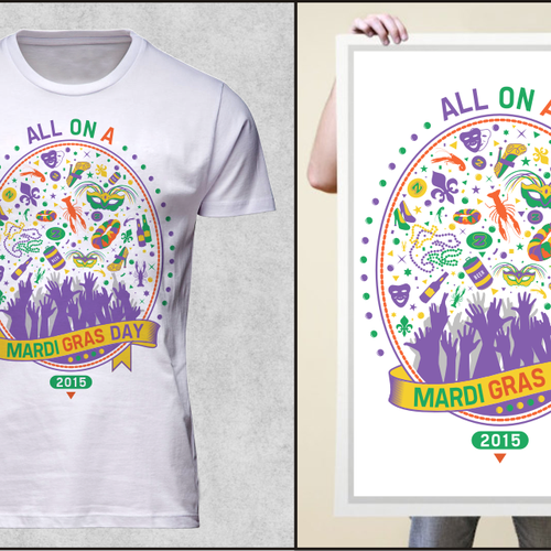 Festive Mardi Gras shirt for New Orleans based apparel company Réalisé par netralica