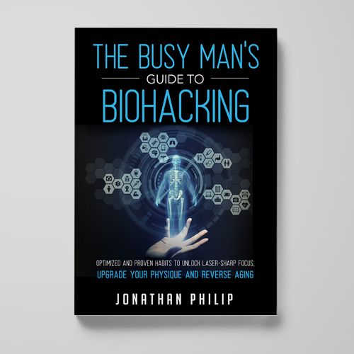 Exciting and unique book cover for mind, body, spirit and health optimization that appeals to men Design by Nitsua