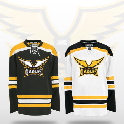 BOLD NEW SPORTS LOGO/EAGLE MASCOT needed for youth ice hockey association Design by Art Astronaut