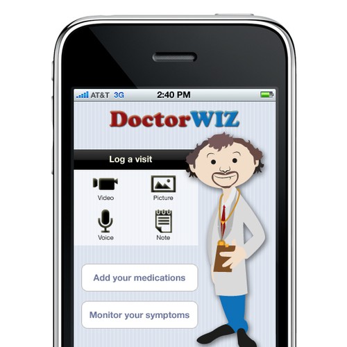 Help DoctorWiz with home screen for an iphone app Diseño de Bugcom