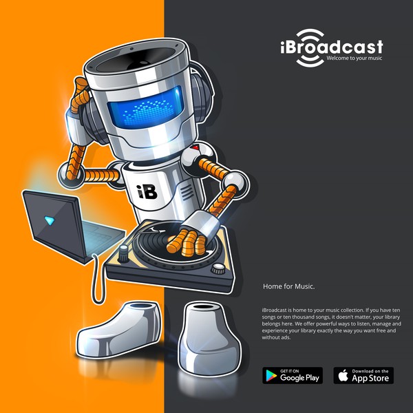Ontwerp door DORARPOL™ genaamd "iBroadcast Robot Character"