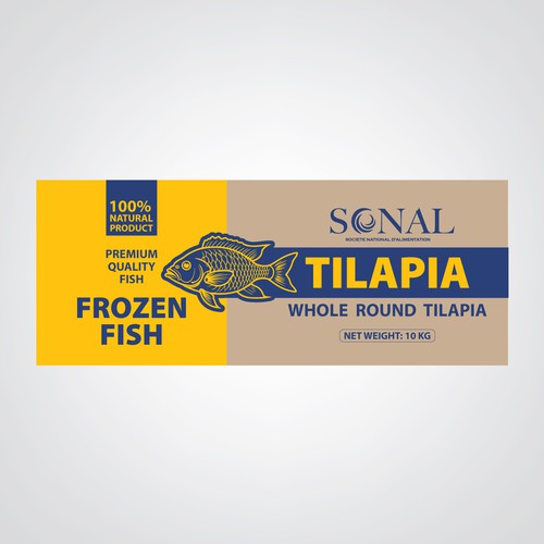 TILAPIA MASTER CARTON WITH YELLOW BACKGROUND Design by Monsorul Alam