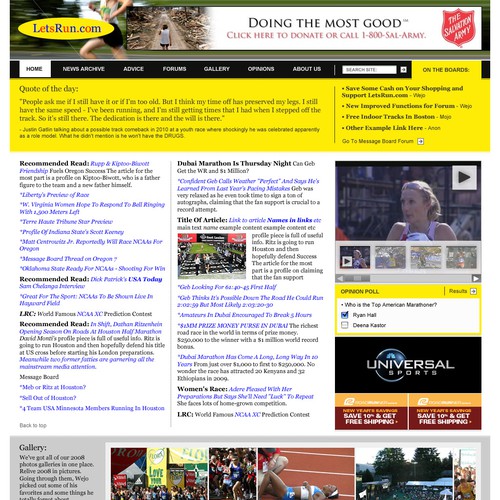 LetsRun.com Homepage Re-Design/Cleanup Diseño de MrPete