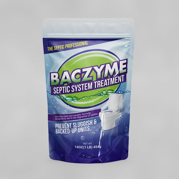 Design by Aksa. titled "BACZYME Septic System Brand"