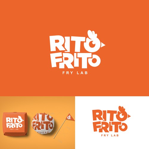 Fried Chicken Restaurant Logo RITO FRITO Design by CU4TRO ™