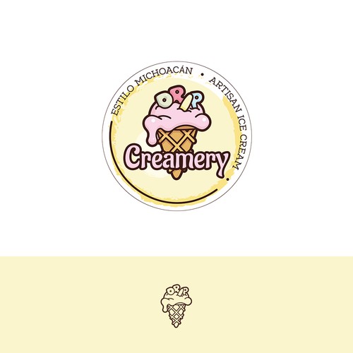 Design a hipster modern logo for an ice cream shop that people will melt for. Design by AR3Designs