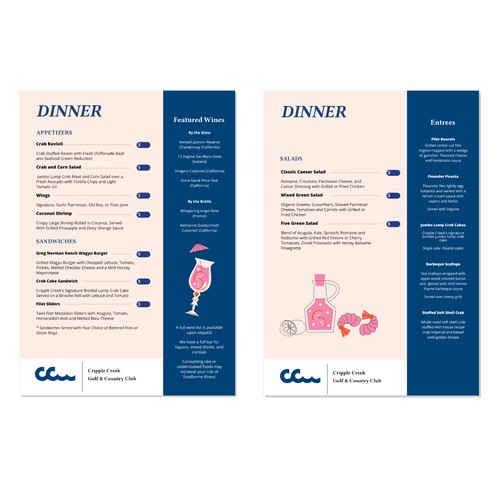 Cripple Creek Menu Design Design by Yumi Lee