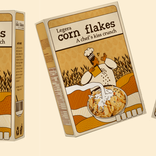 Premium cereal breakfast packaging (Corn Flakes) Design by Maira Wolfe