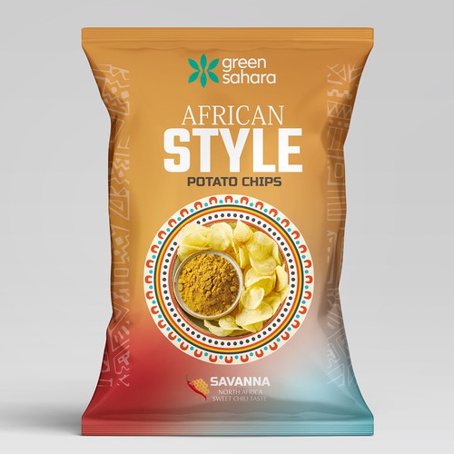 Design African style potato chips packaging Design by Noha.Akkad
