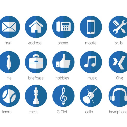 20 modern Icons for personal CV / Resume | Icon or button contest