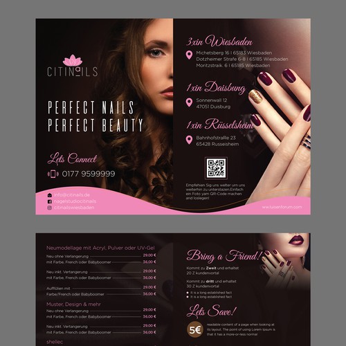 Designs | Modern and clean flyer design for a Nail Saloon, targeted at ...
