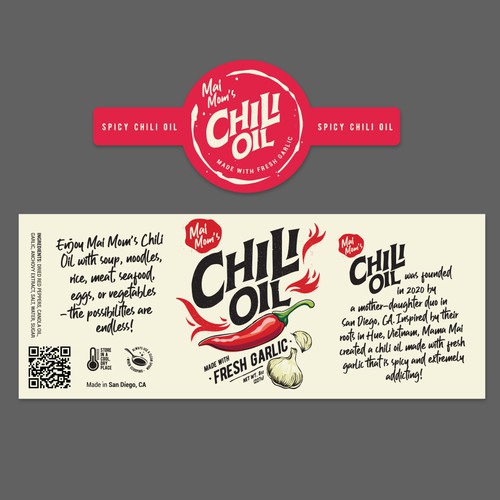 Eye catching packaging label for spicy chili oil jar Réalisé par rickyports