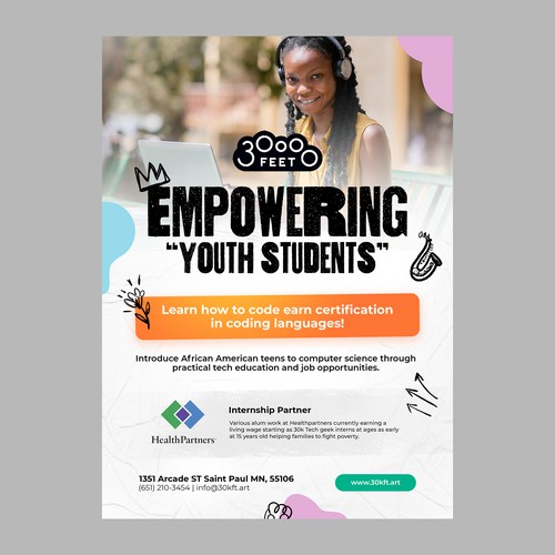 African American cool vibes teenage earn and learn flyer Design by Rasio Std.