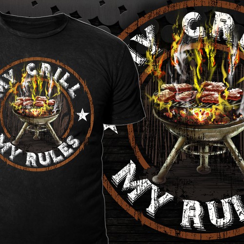 T-Shirt for Grill/BBQ fans, possible text:"My Grill, my Rules!" Design by *DCLA*