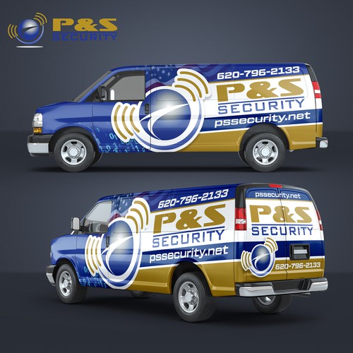 Americana, Service van that installs alarm systems, camera systems & install fiber optic cables Diseño de Iryna S